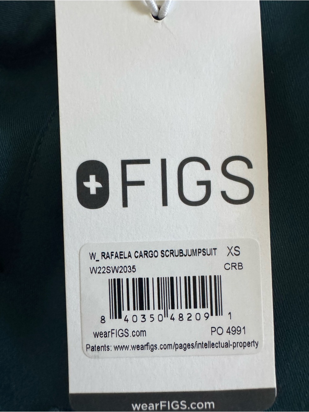 NWT Figs Women's Teal one piece scrub jumpsuit with Pink Drawstring - Picture 3 of 3
